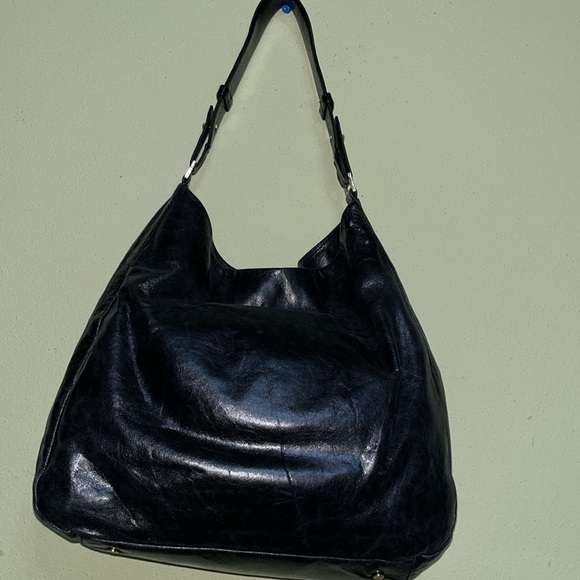 Tory Burch Dena Glazed Leather Hobo Black - Picture 2 of 11